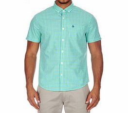 Green gingham cotton shirt