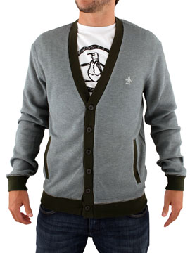 Original Penguin Green Waffle Cardigan