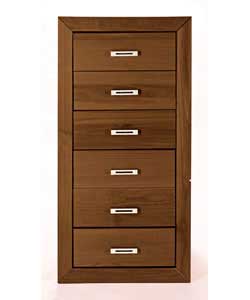 6 Drawer Tallboy - Walnut Finish