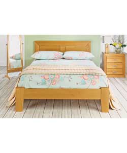 orion Oak Double Bed with Sprung Mattress