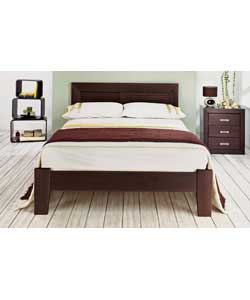 Walnut Double Bed with Firm Mattress