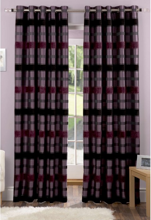 Orkney Aubergine Lined Eyelet Curtains