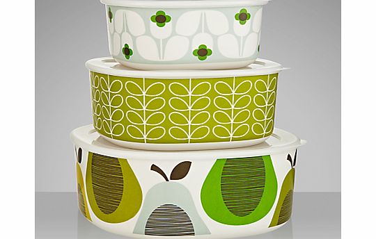 Orla Kiely Melamine Bowls, Pear Mint, Set of 3