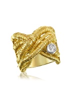 Orlando Orlandini Capriccio - Diamond 18K Yellow Gold Crossover Ring