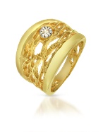 Orlando Orlandini Diamond Open-work 18K Yellow Gold Band Ring