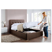 Double Storage Bed, Brown Faux Leather