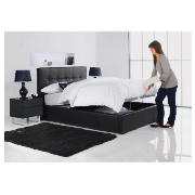 orleans King Faux Leather Storage Bed, Black,