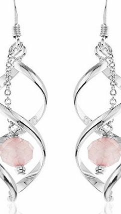 Ladies Quartz Open Twisted Drop Earrings, Silver, Model B10/041-49694