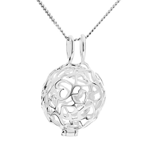 Ornami Sterling Silver Filigree Pierced Out Ball Locket on 46cm Chain