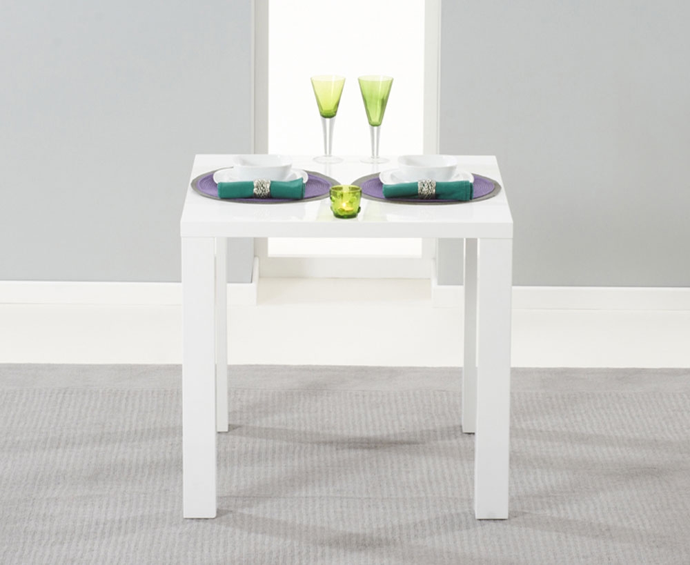 ORNELLA White High Gloss Dining Table - 80cm