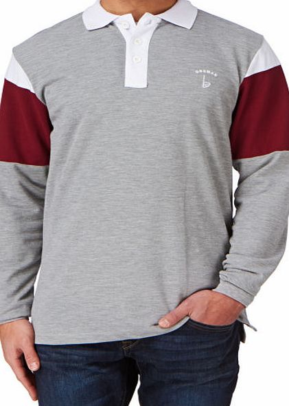 Orsman Mens Orsman Long Sleeve Polo Shirt - Grey/ Red