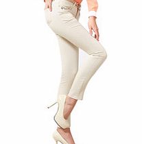 OSA Beige cotton blend slim-fit trousers