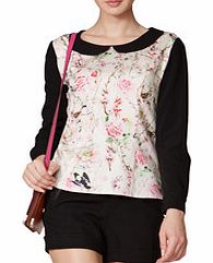 OSA Black collar floral panel top
