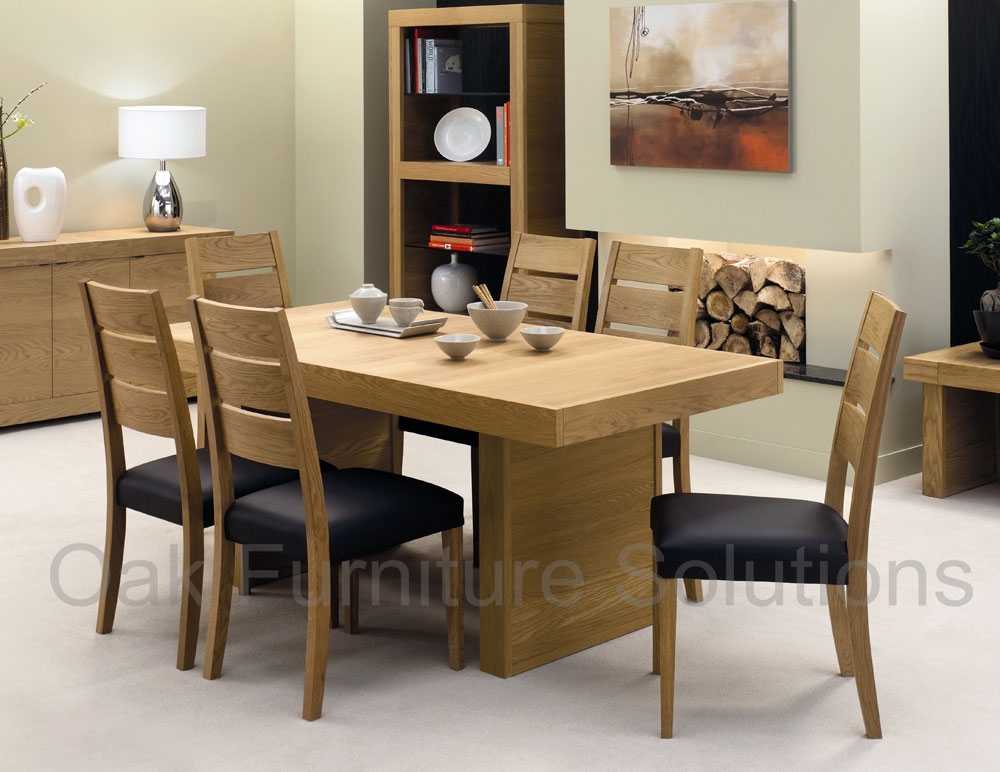 Osaka Oak Panel Dining Table and 6 Slatted