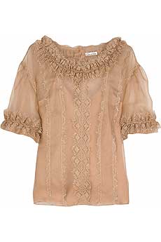 Oscar de la Renta Organza ruffle blouse