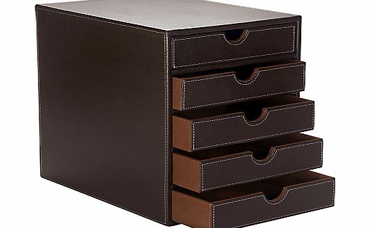 Osco PU 5 Tier Faux Leather Sorter, Brown
