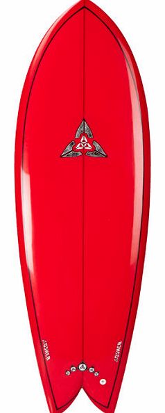 Retro Quad Fish PU Red Surfboard - 6ft 3