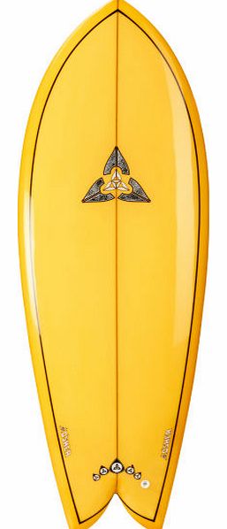 Retro Quad Fish PU Yellow Surfboard - 5ft 6
