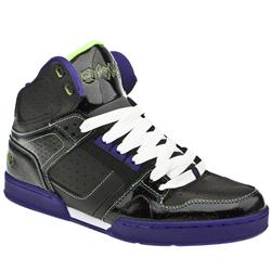 Male Bronx Leather Upper Hi Tops in Black and Purple