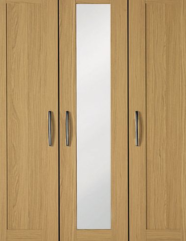 Oslo 3 Door Wardrobe With Mirror - Oak