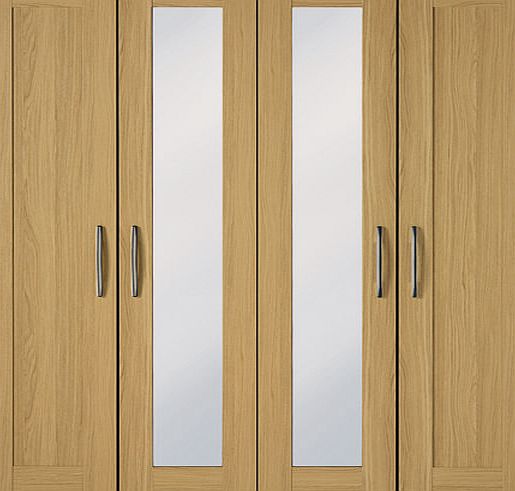 Oslo 4 Door Wardrobe With Centre Mirrors - Oak