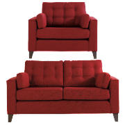 large sofa & armchair, red