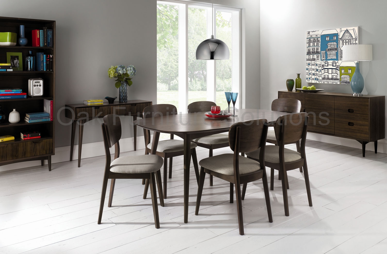 Oslo Walnut 6 Seater Dining Table and Choice of