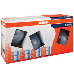 Osram 40w BC Pearl Light Bulbs Pack of 4