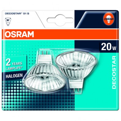 Osram Halogen 20W GU5.3 2 Pack 4.00832E 12