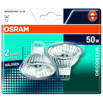 Osram Halogen 50W GU5.3 2 Pack 4.00832E 12