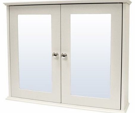 Double Door Mirrored Bathroom Cabinet - White