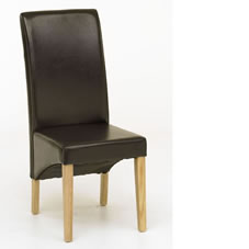 Leather Effect Scoop Dining Chair Brown X 2