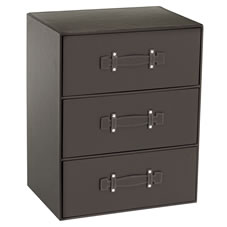 Other Leather Look 3 Drawer Chest Brown