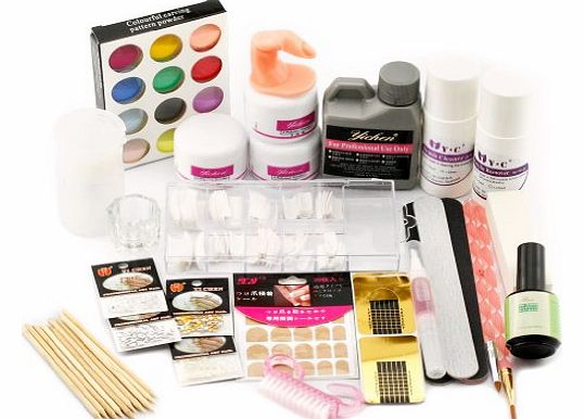 Other NEW 55 Pcs Acrylic Nail Art Tips Liquid Powder Practice Training Tool Kit