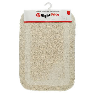 Right Price Single Bathmat Reversible Cream 43cm