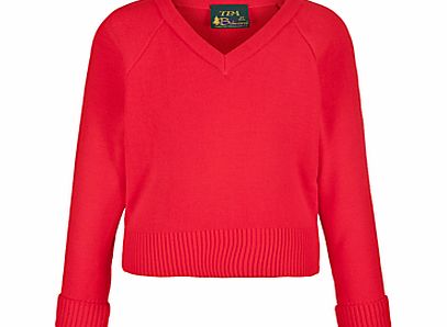 Other Schools Plain Unisex School V-Neck Acrylic Jumper, Red