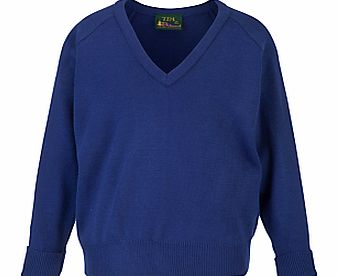 Other Schools Plain Unisex School V-Neck Acrylic Jumper, Royal