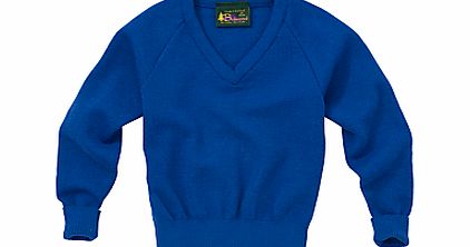 Other Schools Plain Unisex School V-Neck Jumper, Royal Blue