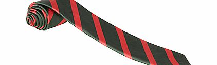 School Unisex Tie, Bottle Green/Red Stripe, L39`