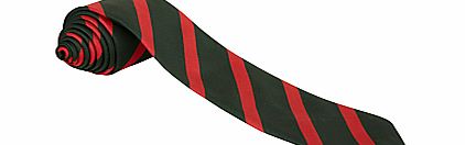 School Unisex Tie, Bottle Green/Red Stripe, L44`