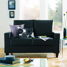 Other Serena Sofa Faux Leather Black Two Seat