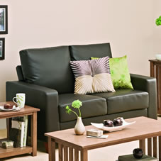 Serena Sofa Faux Leather Brown Two Seat