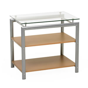 Shelf Unit 3 Tier Oblong Wood/Glass Small