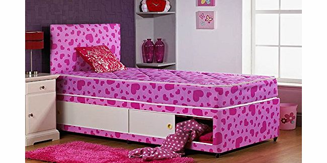 SINGLE 3FT GIRLS PINK PRINCESS DIVAN BED WITH MATTRESS WITH SLIDE STORAGE BY ..BY SIMPLY BEDS LTD