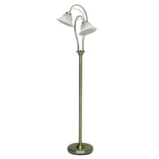 Wilko Bowler Floor Lamp Antique Brass Effect
