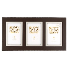 Wilko Photo Frame Bonded Leather Triple 6in x 4in