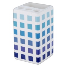 Wilko Toothbrush Holder Hand Painted Blue Square