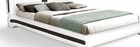 Otto-Garrison Contemporary Italian Double Bed Upholstered in Faux Leather, 4 ft 6, White