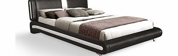 Otto-Garrison Contemporary Italian King Size Bed Upholstered in Faux Leather, 5 ft, Black
