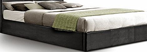 Ottoman King Storage Bed Upholstered in Faux Leather, 5 ft, Black